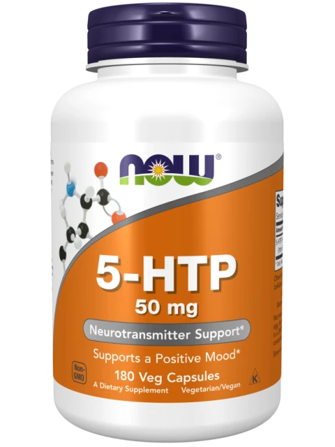 NOW 5-HTP, 50 mg, 180 rostlinných kapslí